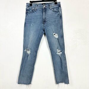 GAP | slim straight high rise destroyed denim blue jeans 10/30 R size 10 regular